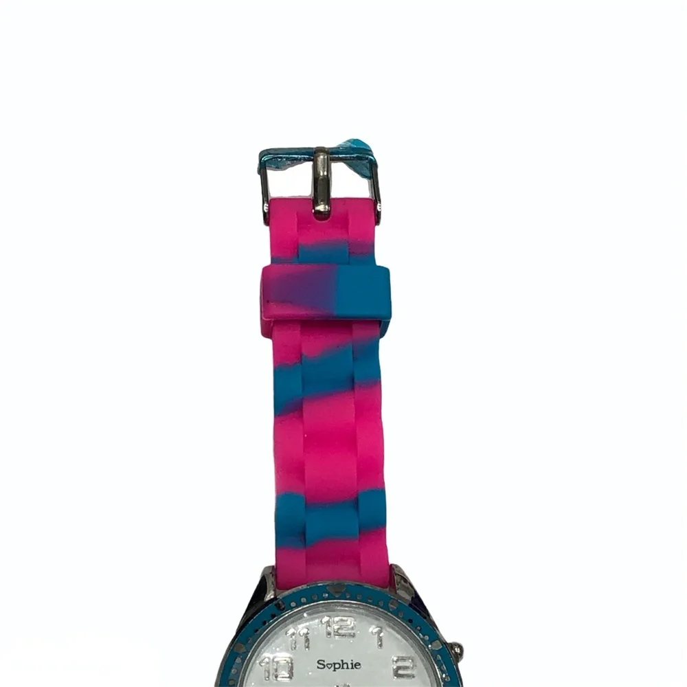 SOPHIE HOT PINK & BLUE SILICONE/RUBBER WATCH - UNUSED NWOT